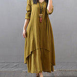 Loose Boho Cotton Maxi Kaftan Dress Layer Casual Long Tunic Dress