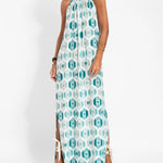 Summer Printed Sleeveless Halter Neck Slit Casual Vacation Dress