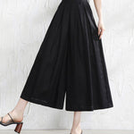 5 Colors Loose Solid Color Ramie Cotton Wide Leg Pants