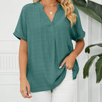V Neck Blouse Elegant Casual Short Sleeve V Neck T-Shirt