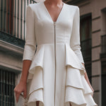 Zip-Front Peplum Hem Mini Dress