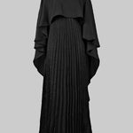 Cape High-Low Pleated Solid Color Split-Joint Round-Neck Evening Dresses Maxi Dresses