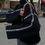 Loose Casual Chic Contrast Patchwork Sweater
