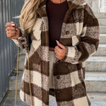 Plaid Pattern Mid-length Button-up Shirt Jacket