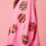 Christmas Egg Sequined Casual Long Sleeve Sweatshirt