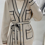 Elegant Color Contrast Two-piece Sweater Suit