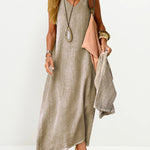 Nadorine Women's Casual Sleeveless Dress Solid V Neck Tank Long Dresses Plain Simple Beach Sundress Cover Ups