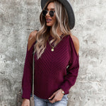 Nadorine Cable Knit Cold Shoulder Sweaters
