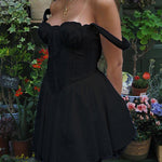 Lace Stitching Waist Pleated Slimming Sling Dress