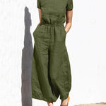 Nadorine Women's Cotton Linen Wide Leg Jumpsuit
