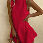 Loose Solid Sleeveless Party Mini Dresses