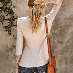 Solid Color Long Sleeve Knitted Base Top