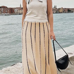 Striped Fringed Knitted Skirt