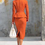 Elegant Stand-collar Knitted Cardigan And Skirt Set