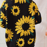 Sunflower Jacquard Crewneck Long Sleeve Knit Pullover Sweater