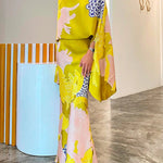 Batwing Sleeves Half Sleeves Flower Print Mock Neck Blouses&Shirts Tops