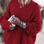 Loose lantern sleeve mid-length sweater
