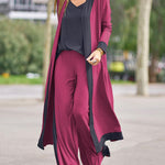 Nadorine Women's Cardigan Sets 3 Piece Pants Suits Dressy Casual Long Sleeve Lounge Sets Loose Fit Pajamas Set