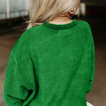 Solid Color Loose Round Neck Pullover Long Sleeve Top