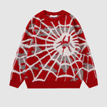 Oversized Spider Printed Knit Sweaters Casual Loose Round Neck Unisex Sweater