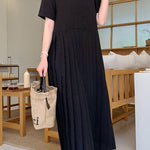Urban Ruffled Split-Joint High Waisted Short Sleeves Midi Dress