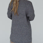 Fashion Contrast Striped Loose Long-sleeved Mid-length Knitted Cardigan