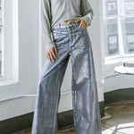 High Waisted Loose Printed Split-Joint Jean Pants Bottoms