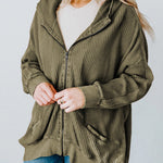 Nadorine Women's Cardigan Zipper Sweater Loungewear Outerwear Hoodie Long Jacket