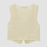 Vintage Knit Sweater Vest Open Front Out Hollow Tank Crop Sleeveless Button Out Top