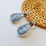 Pressed Flower Earrings - Water Drop Forget Me Not Flower