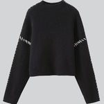 Loose Casual Chic Contrast Patchwork Sweater