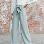 In Vogue Belted Pocketed Wide Leg Pants
