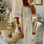 Vintage Pocketed Shirt Midi Dress