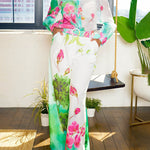 Long Sleeves Loose Floral Printed Gauze See-Through Split-Joint Lapel Blouses&Shirts Tops