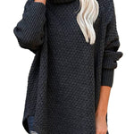 High-neck loose knit sweater