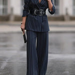 Loose Printed Striped Suit Pants Trousers