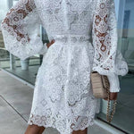 Sexy hollow water-soluble lace lace temperament commuter dress