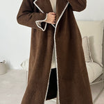 Double-sided simple thickened and extended hand-crocheted double-sided woolen coat