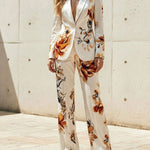 High Waisted Flower Print Pockets Pants Trousers