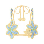 Reina Knit Crochet Handmade Flower Beaded Strap Stretch Bralette