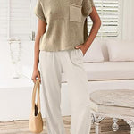 Short-sleeved T-shirt and trouser suit with pockets