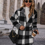 Nadorine Buffalo Plaid Open Front Flannel Longline Coat