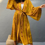 Nadorine Women's Beach Cover up Swimsuit Kimono with Bohemian Floral Print Vacation Dresses