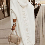 Hoodie Open Front Cardigan Sweaters Solid Color Chunky Long Sweater Coats