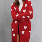 Heart Graphic Open Front Cardigan with Pockets