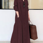Original Solid Color Lapel Shirt Dress