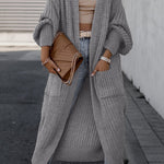Loose Solid Open Front Pocket Cardigan