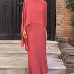 Soft Two-Piece Set Multiwears Versatile Irregular Top and Elegant Dress