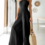 Sexy Sling Waist Pocket Straight Sleeveless Jumpsuit