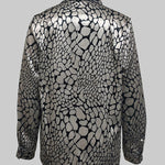 Long Sleeves Loose Buttoned Contrast Color Snakeskin Printed Lapel Blouses&Shirts Tops